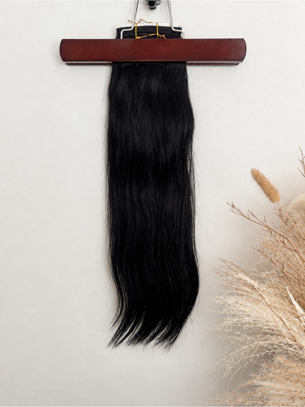 100% Human Hair Weft Extensions 16” Black Straight 100g